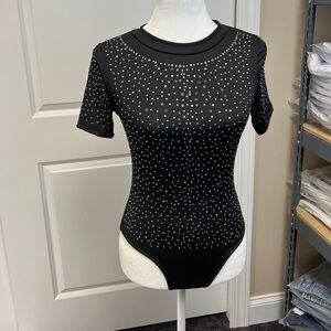 Black Sequin Women's Bodysuit